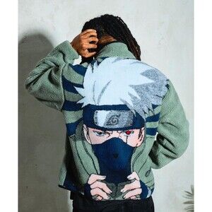 Rare OOP Hypeland X Naruto Kakashi sherpa Bomber jacket Large